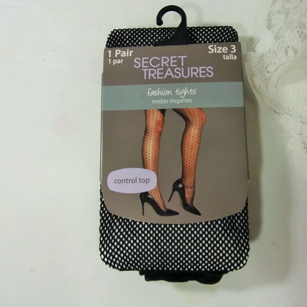 Fish Net Stockings TightS Black Size 3 NWT